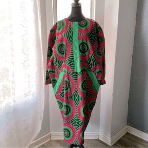 Vintage Wax Print Dress African Cotton Maxi Handmade size xl-XXL boho festival